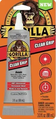 Gorilla Glue CONTACT ADHESIVE CLEAR GRIP Crystal Clear HEAVY DUTY STRENGTH