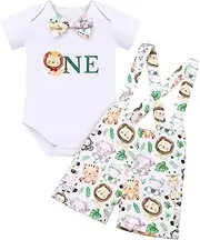 [ODOLDI] Infants Baby Boys 1st Birthday Outfits Animal Series Short Sleeve Cake Smash Outfits