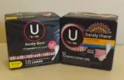 2 BOX'S U BY KOTEX BARELY THERE EVERYDAY LINERS 18 CT EACH NEW