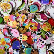 Assorted 100Pcs Mix Sizes Styles Colors Wood Buttons Craft Sewing Buttons