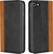 Cavor for iPhone SE 2020/ iPhone SE 2022 Case, iPhone 7/8 Case,Premium Leather Folio Flip Wallet Case Cover Magnetic Closure Book Design with Kickstand Feature & Card Slots(4.7")-Black