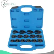 Crow foot Flare Nut Wrench Set 15pc 3/8 1/2in Drive Ratchet Extension Large Tool