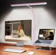Pink LED Desk Lamp for Office Home, Eye-Caring Desk Light with Stepless Dimming