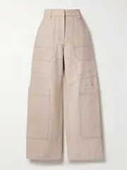 [Cult Gaia] Cult Gaia - Wynn Cotton And Linen-blend Wide-leg Cargo Pants - Beige - US8 US 8 Neutrals