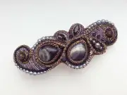 Amethyst hair barrette for thick Hair clip beads Mom gift from daughter