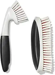 OXO Good Grips Grout Brush & Heavy Duty Scrub Brush Combo Set; Tough, Durable bristles Cut Through Grime and soap scum; Ideal for tubs, Tile Walls, countertops and Floors