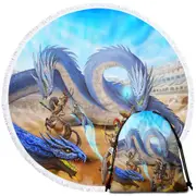 Action Fight Scene Fantasy Art Round Beach Towel
