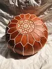 Moroccan Pouf Ottoman Cover Round Decorative Footstool Pouffe