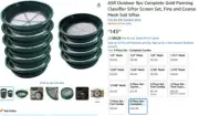 ASR Outdoor 9pc Complete Gold Panning Soil Rock Classifier Sifter Screen Pan Set