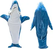 [generic] Shark Blanket Hoodie Wearable Shark Blanket Shark Onesie Blanket Gifts for Shark Lovers(A), Blue, Medium