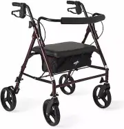 Rollator Walker With Seat - Bariatric Rolling Walker Supports Disabled Mobility