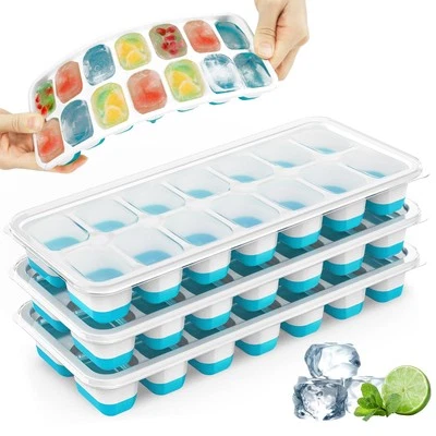 4 Pack Stackable Ice Cube Trays with Removable Lids for Cocktail Coffee Beer