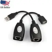 USB Over RJ45 Ethernet LAN Cat5e/6 Cable Extension Extender Adapter Set