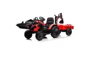 12V Ride On Tractor 2 In 1 With Trailer And Excavator - Red