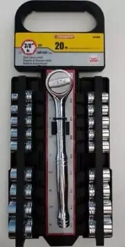 Thorson Professional Mechanics Socket Ratchet Wrench Set 3/8" Drive 20pc SAE/MM
