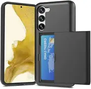 [ZUSLAB] Card Holder Case Designed for Samsung Galaxy S23+ 5G Case Slide Armor Card Holder Protective Shockproof Hard Back Cover (2023) - Black