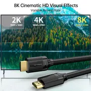 Choetech XHH-TP20 8K HDMI 2.1 Cable 8K@60Hz 48Gbps (2M) Braided Cable - Black