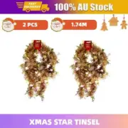2 x 2.74M Christmas Star Tinsel Sparkly Luscious Xmas Tree Home Party Decoration