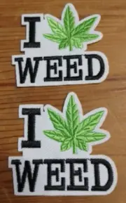 2 x DOPE POT WEED PATCHS, 5.5 x 5.3cm Embroidered Iron-Sew-Glue-On Craft Motif
