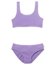 Seafolly Summer Essentials Square Neck Bikini Set Purple L66358 Kids Size US 10