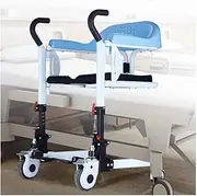 Medical Patient Lift for Home, Bedside Commodes Self-Service Patient Lift Transfer Aid w/180° Split Seat, Transport Wheelchair Moving Machine for Seniors Disabled Elderly, 290Lbs Transport