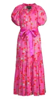 CYNTHIA ROWLEY Red Pink Floral Saratoga Cotton Dress Kaftan $495 NWT Size Medium
