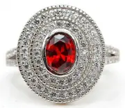 3CT Fire Garnet & Topaz 925 Solid Sterling Silver Ring Jewelry Sz 6 NB2-6