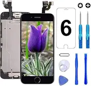 Brinonac for iPhone 6 Screen Replacement Black Touch Display LCD Digitizer Full Assembly with Front Camera,Proximity Sensor,Ear Speaker and Home Button Including Repair Tool and Screen Protector