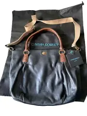 NWT NEW Cynthia Rowley Black/Brown Leather Large Handbag & Dustbag $279 purse