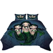 Fantasy Art Green Mermaid Triplets Coverlet
