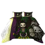 Ghosts of Mardi Gras Lovely Maiden and Masks Coverlet