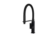 MEIR Round Pull Down Kitchen Mixer Tap - Gooseneck - Square Base - Matte Black