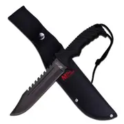 M-Tech Rubber Handle Sawback Knife (Black)