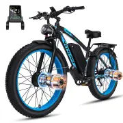 [EU DIRECT] Vitilan H5Electric Bike 52V 25Ah Battery 1000W*2 Dual Motors 24inch Tires 65-100KM Mileage Range 150KG Max