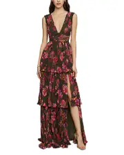 Amur Fluer Pleated Tiered Gown