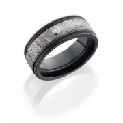 Lashbrook Black Zirconium Meteorite and Diamond Wedding Band Size 10 *