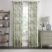 Peony Gardens Light Filtering Window Curtains, 100% Cotton Lined Back Tab Rod...