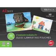 GBC Laminating Pouch Gloss 80 Micron A3 Clear Pack 100