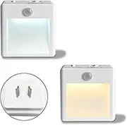 AIJOY | 2-Pack Plug in Night Light (with AU Plug) | Motion Sensor Night Light | 3-Mode Dual-Colour (Warm/Cool White) Dimmable Night Light – Motion Sensor Light Indoor for Bedroom, Bathroom, Stairs