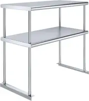 NSF 18" x 36" Stainless Steel Adjustable Double Overshelf - Work Table Add-On