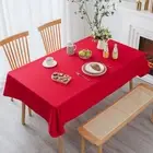 Red Cloth Tablecloth 60 in 2 Pack Square Table Cloths for Round Table Wipeabl...