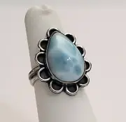 Larimar 925 Sterling Silver Ring 5 ¼ ~ JILLIAN VO ~ USA MADE
