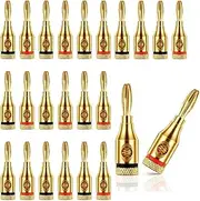 Snblzhef 24pcs 4mm Gold-Plated Musical Cable Wire Banana Plug Audio Speaker Connector Musical Speaker Cable Wire Pin Connector