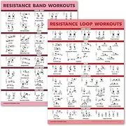 Palace Learning 2 Pack - Resistance Band Workout Posters - Set of 2 Laminated Charts - Resistance Band Tubes and Loops Exercise Charts [Light] (18 x 24, LAMINATED)
