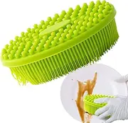 Vegetable Brushes for Food, Silicone Fruit Scrubber, Silicone Washing Tool Hard and Soft Double Side Anti-Scratch Reusable for Kitchen Pot Oven