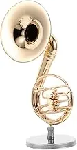 Kisangel Miniature Horn Model Standard Trumpet Training Device Musical Instrument Miniature French Horn Model Musical Instrument Golden Wood