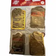 Christmas House Gift Tags Package Of 20 Kraft Paper W/ Red Strings New Package