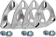 SHINTONES 2.0 Inch 3 Bolt Exhaust Flange and Gasket,Stainless Steel Exhaust Flange Connection Set with Flange Bolts and Nuts (51mm)