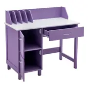 Babyjoy Kids Table & Chair Set Study Computer Desk Workstation w/Drawer & Cabinet Learning Table Purple