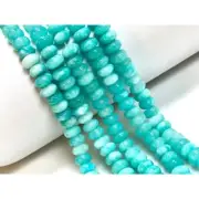 Amazonite Quartz Smooth Rondelle Shape Beads, 16" Long size 8mm Blue Amazonite